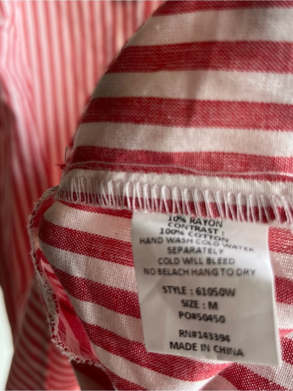 Cotton Bleu Shirt Striped Popover Red White Collared Sz Med Pom Poms - Picture 3 of 4